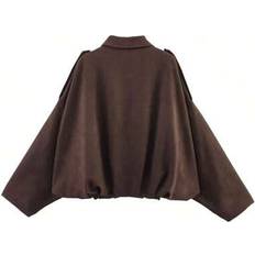 Ladies casual jackets Shein Ladies Spring New Casual Comfortable Suede Texture Jacket