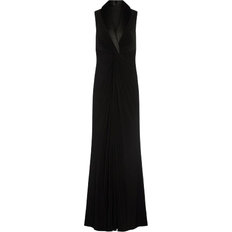 Adrianna Papell Matte Jersey Twist Front Tuxedo Long Gown - Black