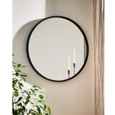 Dibor Classic Black Circular Decorative Framed 60 cm Medium Wall Mirror