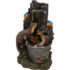 Fountains on sale MonsterShop Outdoor Water Feature Garden Fountain LED Pump