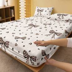 Multicoloured Mattress Covers Shein Leopard Bow Pattern Fitted Sheet Mattress Cover