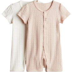H&M Cotton Jersey Sleepsuits 2-pack - Light Dusty Pink/White (1224625006)
