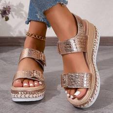Heeled Sandals Shein Summer Dressy Platform Sandals Boho Open Toe Elastic Ankle Strap - Chunky Sole