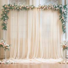 Wedding Doorway Party Curtains Shein Champagne Beige Tulle Backdrop Curtains