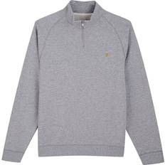 FARAH Herr Överdelar FARAH Jim Organic Cotton Quarter Zip Sweatshirt - Light Grey Marl