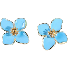 Shein 1pair Colorful Dopamine Flower Petal Shaped Earrings For Women, Suitable For Daily Wear, Simple And Sweet Vacation Gift Valentines