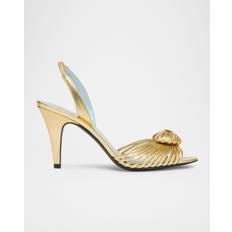 Heeled Sandals Valentino Garavani Royal Sandal Laminated Nappa Leather 85mm - Antique Brass