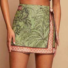 Women Swimsuit Cover-Ups & Sarong Wraps on sale Shein Summer Vacation Style Tropical Print Tie Waist Sarong Skirt - For Women