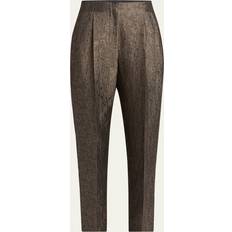 Giorgio Armani Geo Silk Jacquard Tapered-Leg Trousers - Solid Black