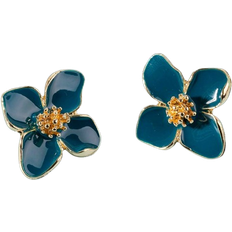 Shein 1pair Colorful Oil Drop Four-Petal Flower Earring For Women, Suitable For Daily Wear, Simple & Sweet Vacation Gift Valentines,Mom,Mother,Mother's Day,Gift
