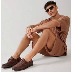 Men Boat Shoes Shein NauticalCore Men's PU Boat Shoes - Rich Brown