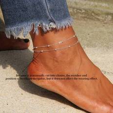 Anklets Shein Double-Layer Beaded Anklet Stainless Steel - Goldtone/Silvertone