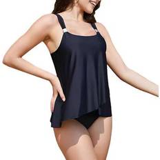 Shein Summer Tankini Swimsuit Solid Floral Print Sleeveless Tank Tops With Shorts Two Pieces