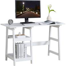 Homcom Compact Computer Storage Shelves White Writing Desk 51x119.5cm