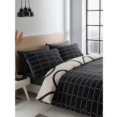 Catherine Lansfield Linear Curve Duvet Cover Black (230x220cm)