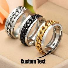 Shein Personalized Spinner Ring Fidget Anxiety Ring - Stainless Steel