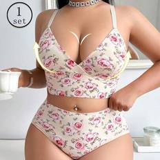 Shein Plus Size Casual Printed Lingerie Set