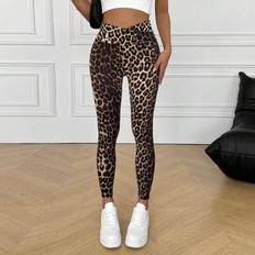 Leopard Tights & Stay-Ups Shein Leopard Print V-Waist Fashion Leggings