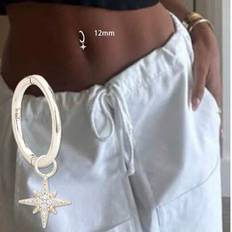 Piercings on sale Shein Sterling Silver North Star Hoop Belly Ring 8mm 10mm 12mm