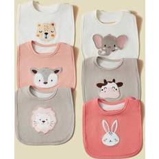 Pink Drool Bibs Shein 6pcs Baby Girls Embroidered Animals Pattern Bibs