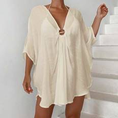 Women Swimsuit Cover-Ups & Sarong Wraps Shein Solid Color Elegant Loose Casual Cover Up - Suitable