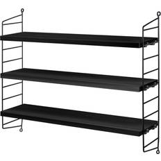 String Wall Shelves String Pocket Black Wall Shelf 60cm