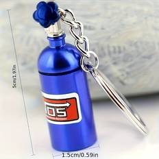 Nos Gas Oxide Bottle Keychain Metallic Car Key Ring - Metallic