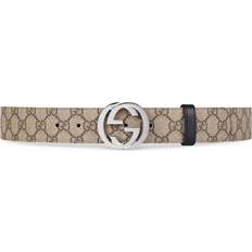 【Gucci】 GG Marmontレザートリムベルト GGマーモント〕シャイニーバックル レザー ベルトブラック