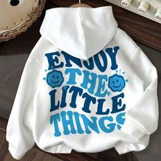 6-9M Hoodies Children's Clothing Shein ModeFlare Baby Boy Minimalist Smile Pattern Knit Sweatshirt - Thick Design