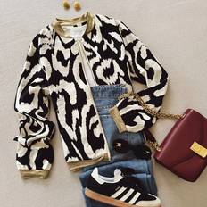 Zebra Outerwear Temu Casual Zebra Print With Asymmetrical Hem - Black White