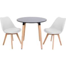 Round - Wood Dining Sets Life Interiors Halo Lorenzo White Dining Set 80cm 3pcs