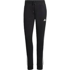 adidas Essentials 3-Stripes French Terry Cuffed Pants - Black/White