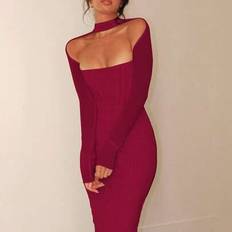 Shein Double Layers Long Sleeve Mesh Bodycon Dress - For Cocktail