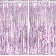 Shein Pink Tinsel Foil Fringe Curtains 2 Packs