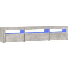 vidaXL LED Lights Concrete Grey TV Bench 195x40cm