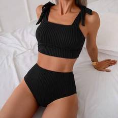 Elastane/Lycra/Spandex Tankinis Shein Bamboo Pattern Bowknot Sexy Tankini Swimwear
