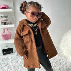 9-12M Fleece Garments Shein Baby Girl Long Plus Fleece Thick Jacket - Warm