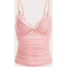 Shein Contrast Lace Bow Front Y2K Solid Cami Top - Vocation