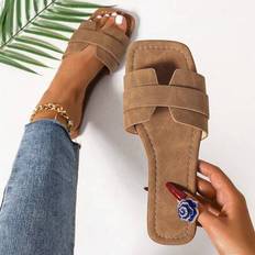 Slippers & Sandals Shein Casual Slip-On Slippers Women Square Toe Decor