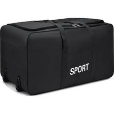 Temu Large Capacity Durable Oxford Fabric Gym Duffle Bag With Wheels Reinforced Handles - Black
