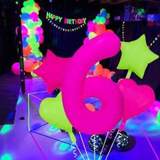 Pink Foil Balloons Shein Pink 0-9 Fluorescent Number Balloon 40inch