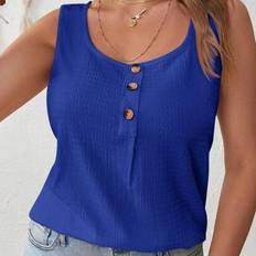 4XL Tank Tops Shein Plus Size Casual Solid Color Textured Camisole