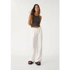 Stradivarius Linen Blend Trousers With Pocket - White