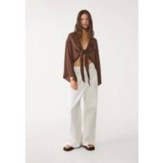 Viscose Blouses Stradivarius Flowing Blouse With Knot Detail - Brown