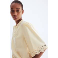 Women - Yellow Blouses H&M Broderie Anglaise Cotton Blouse - Light Yellow