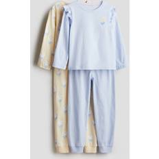 H&M Floral 2-Pack Cotton Jersey Pyjamas - Light Blue
