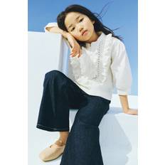 H&M Frilled Cotton Poplin Blouse - White