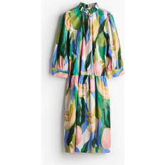 H&M Ladies Patterned Frill Collar Dress - Blue/Patterned