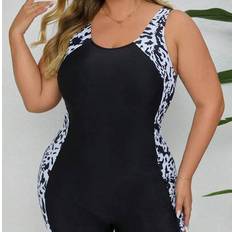 Camouflage Swimwear Shein Plus Size Printed Sleeveless One-Piece Swimsuit - Summer