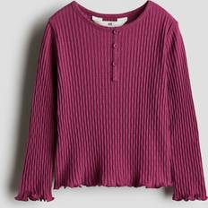 Cotton Blouses & Tunics Children's Clothing H&M Plum Pointelle Jersey Top - Girls